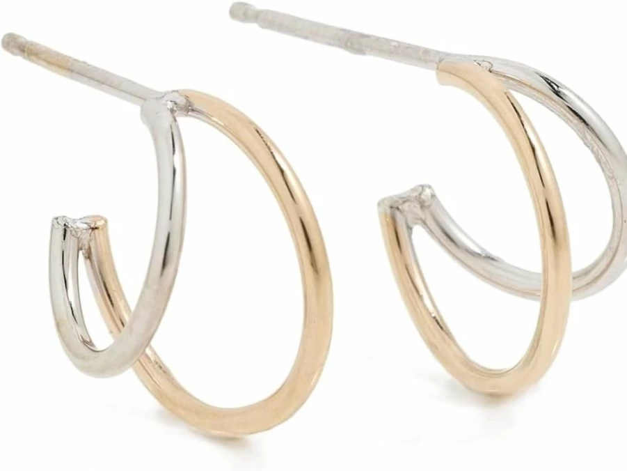 ZOE CHICCO 14K Yellow & White Gold Double Wire Huggie Hoops for Women