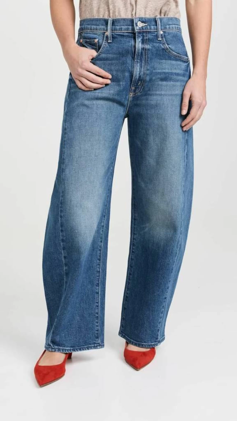MOTHER Women's Lil Half Pipe High-Rise Distressed Flood Jeans