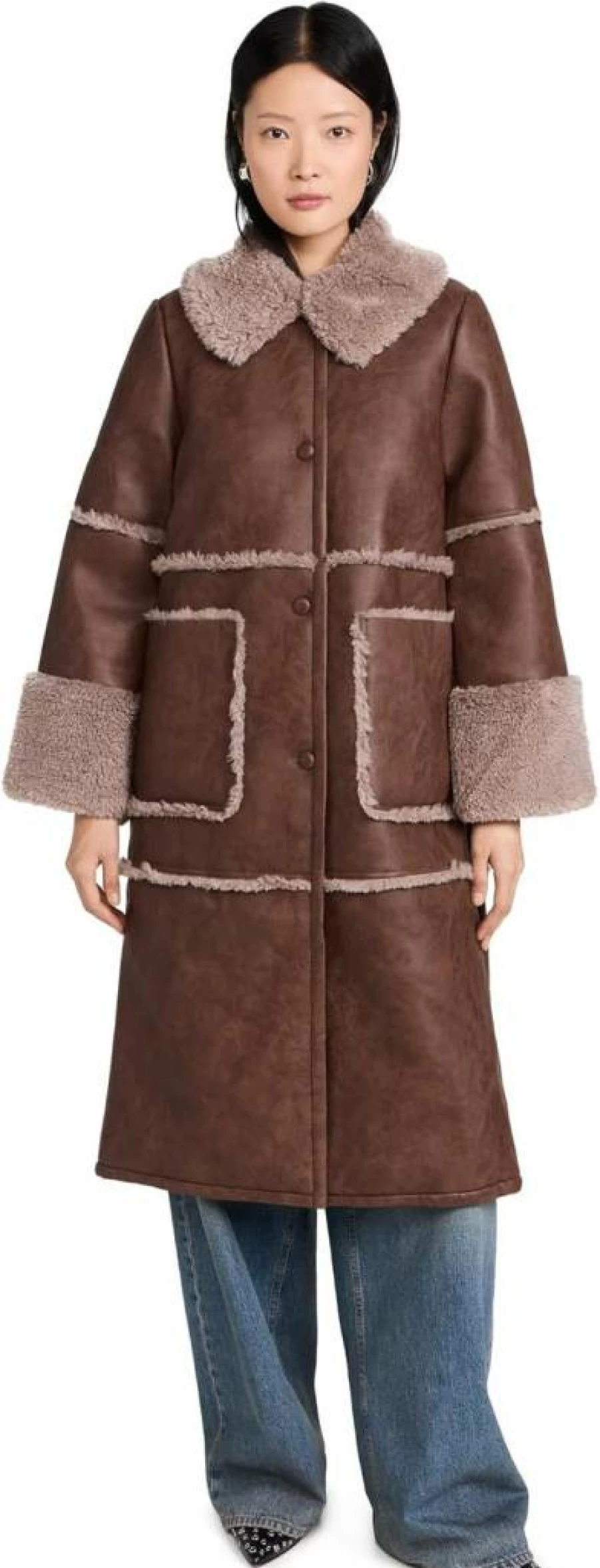 BAUM UND PFERDGARTEN Women's Dafne Coat - Premium Wool Blend Trench Coat with Belt