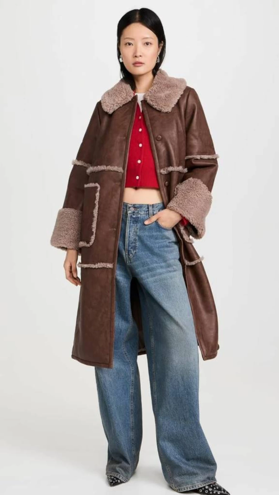 BAUM UND PFERDGARTEN Women's Dafne Coat - Premium Wool Blend Trench Coat with Belt