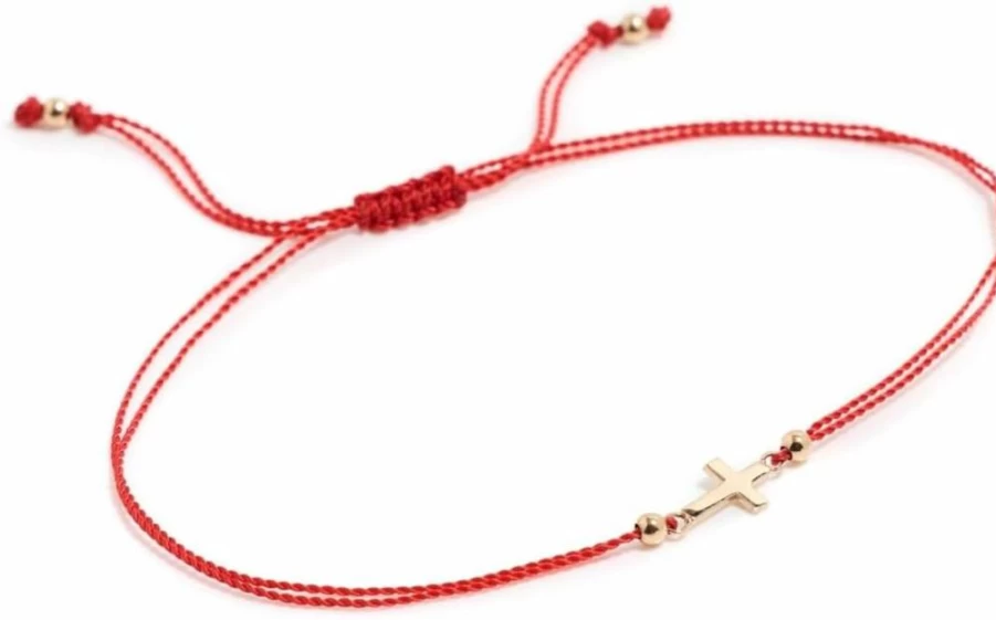 ZOE CHICCO 14K Gold Midi Bitty Cross Cord Bracelet for Women