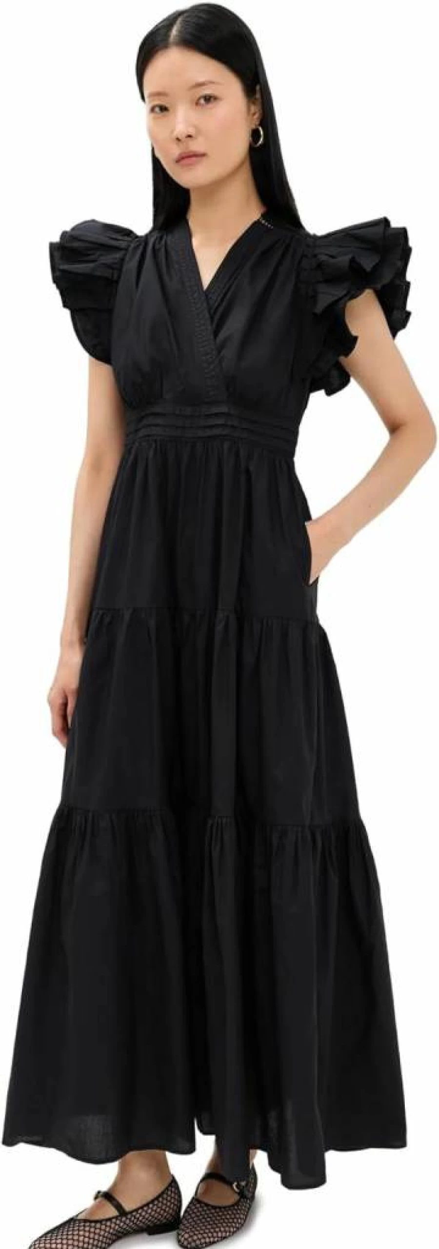 TRUTH Women's Cassie V-Neck Maxi Dress - Flowy Long Summer Dress with Side Slits