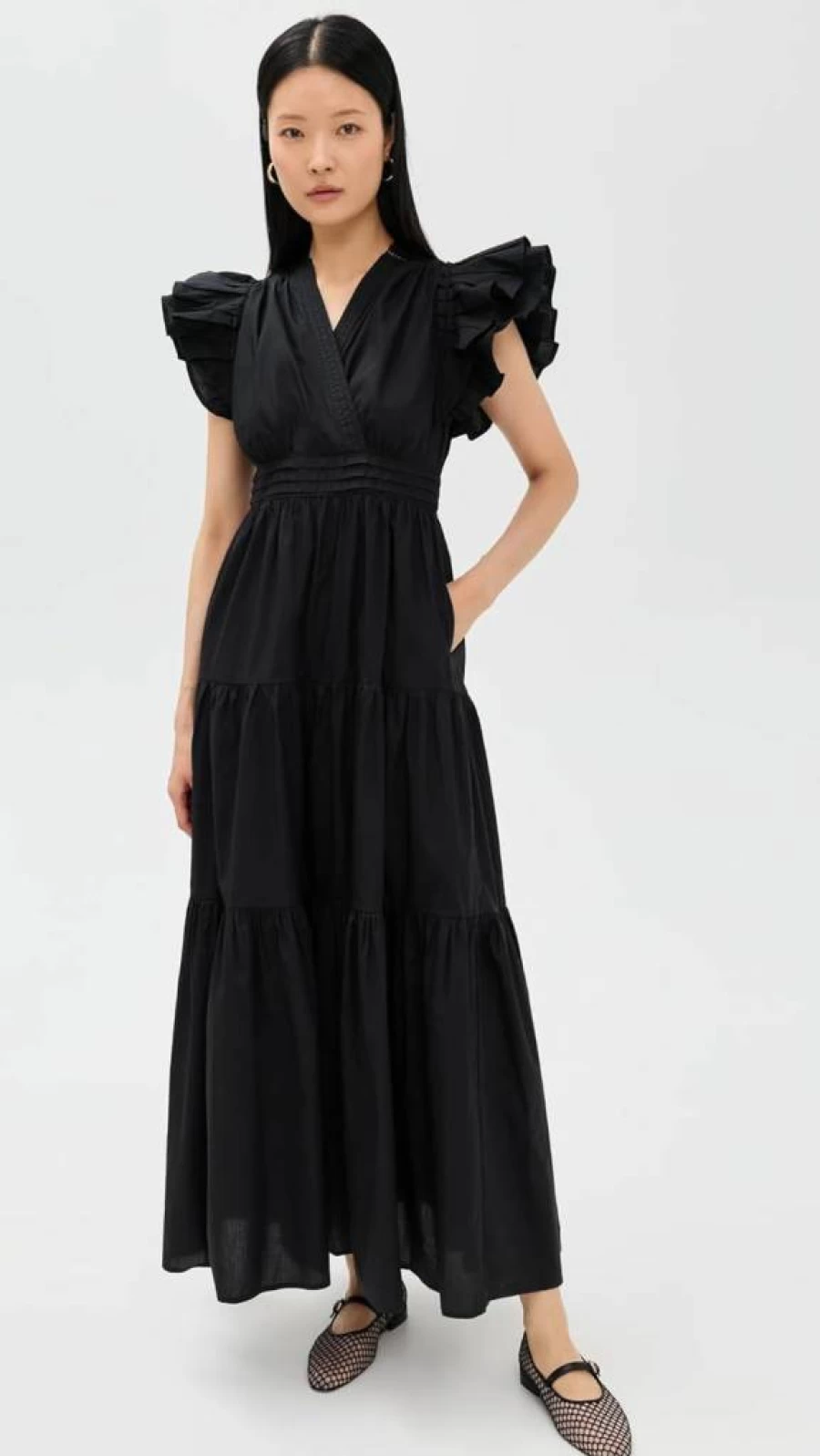 TRUTH Women's Cassie V-Neck Maxi Dress - Flowy Long Summer Dress with Side Slits