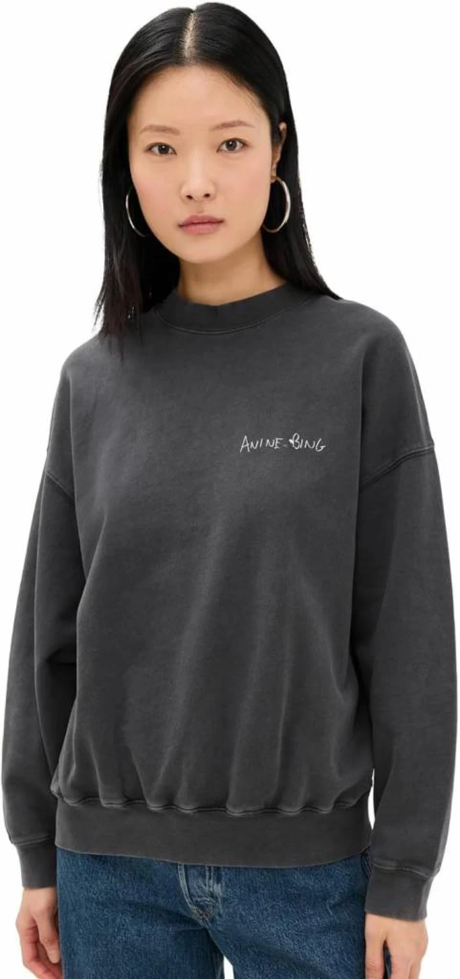ANINE BING Women's Jaci Sweatshirt with Lyrics Print - Premium Cotton Crewneck Pullover