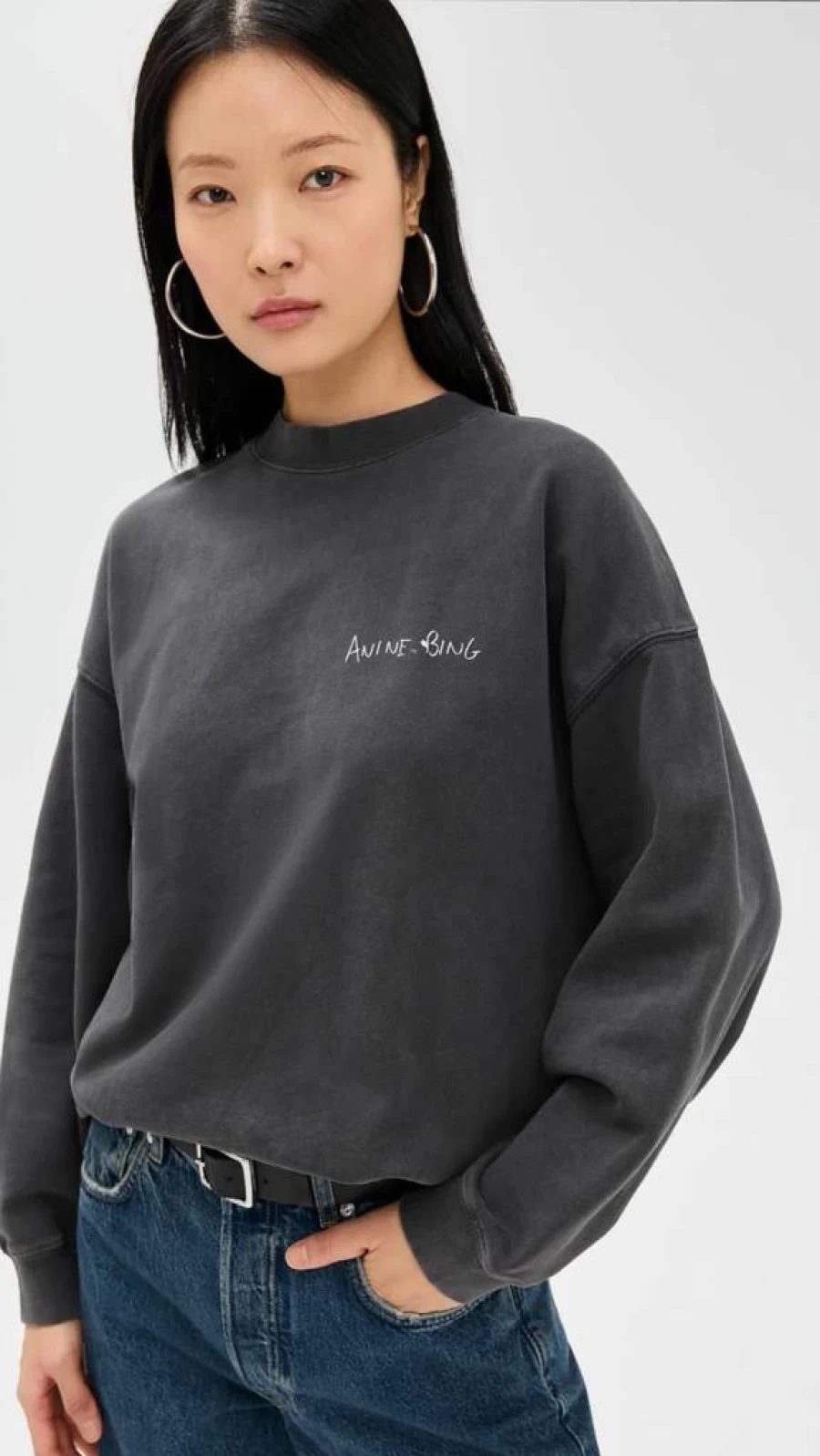 ANINE BING Women's Jaci Sweatshirt with Lyrics Print - Premium Cotton Crewneck Pullover