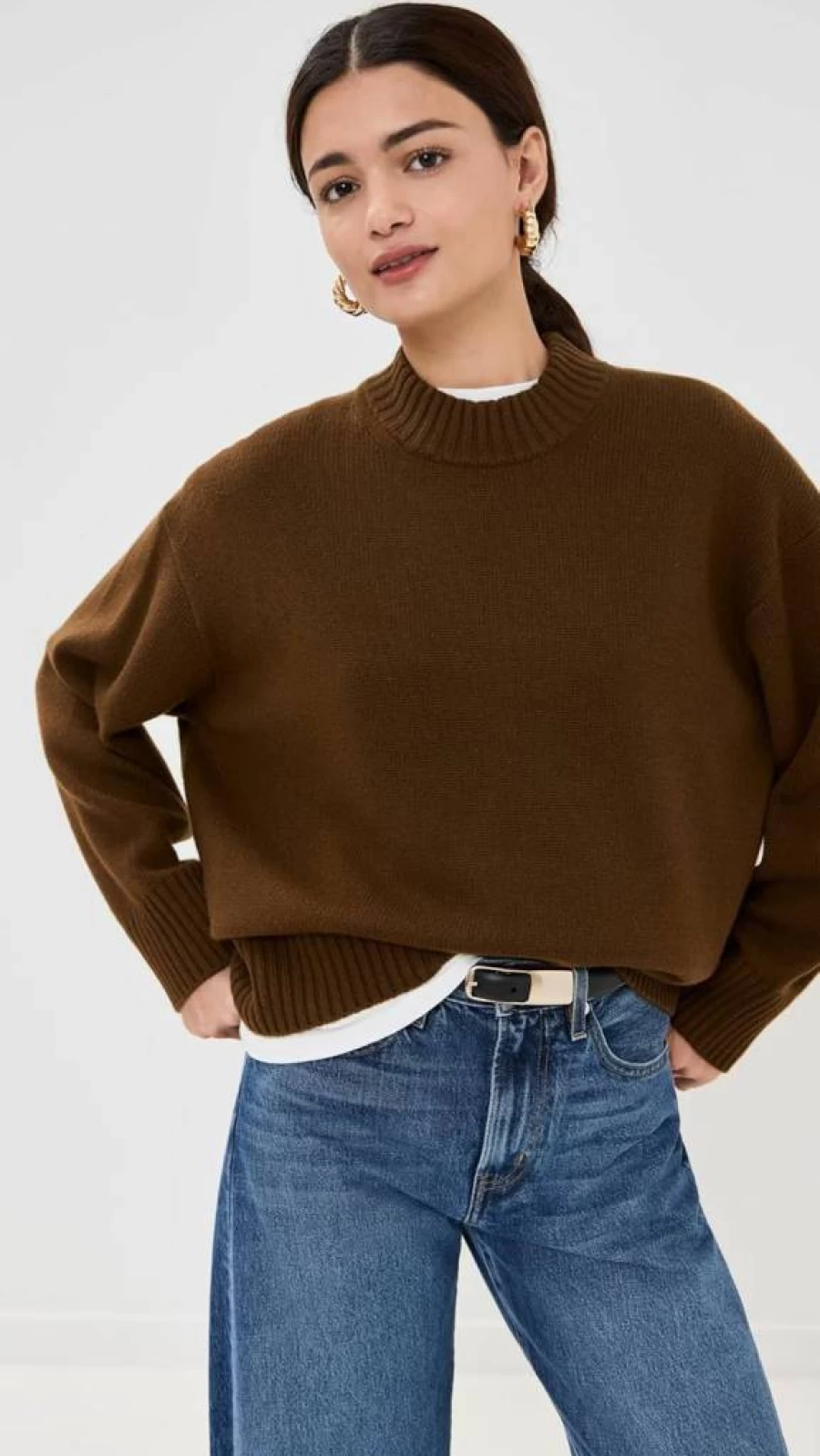 FRAME Women's Oversized Cashmere Sweater - Luxurious Soft Crewneck Pullover