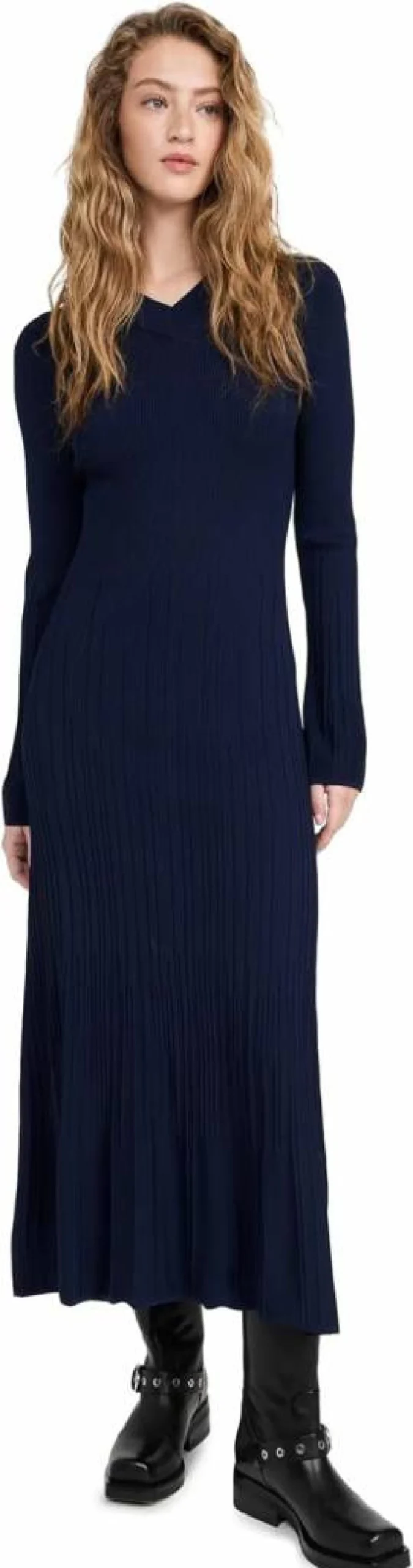 Rag & Bone Women's Austen Long Sleeve Casual Dress - Slim Fit Midi Dress with Button Detail