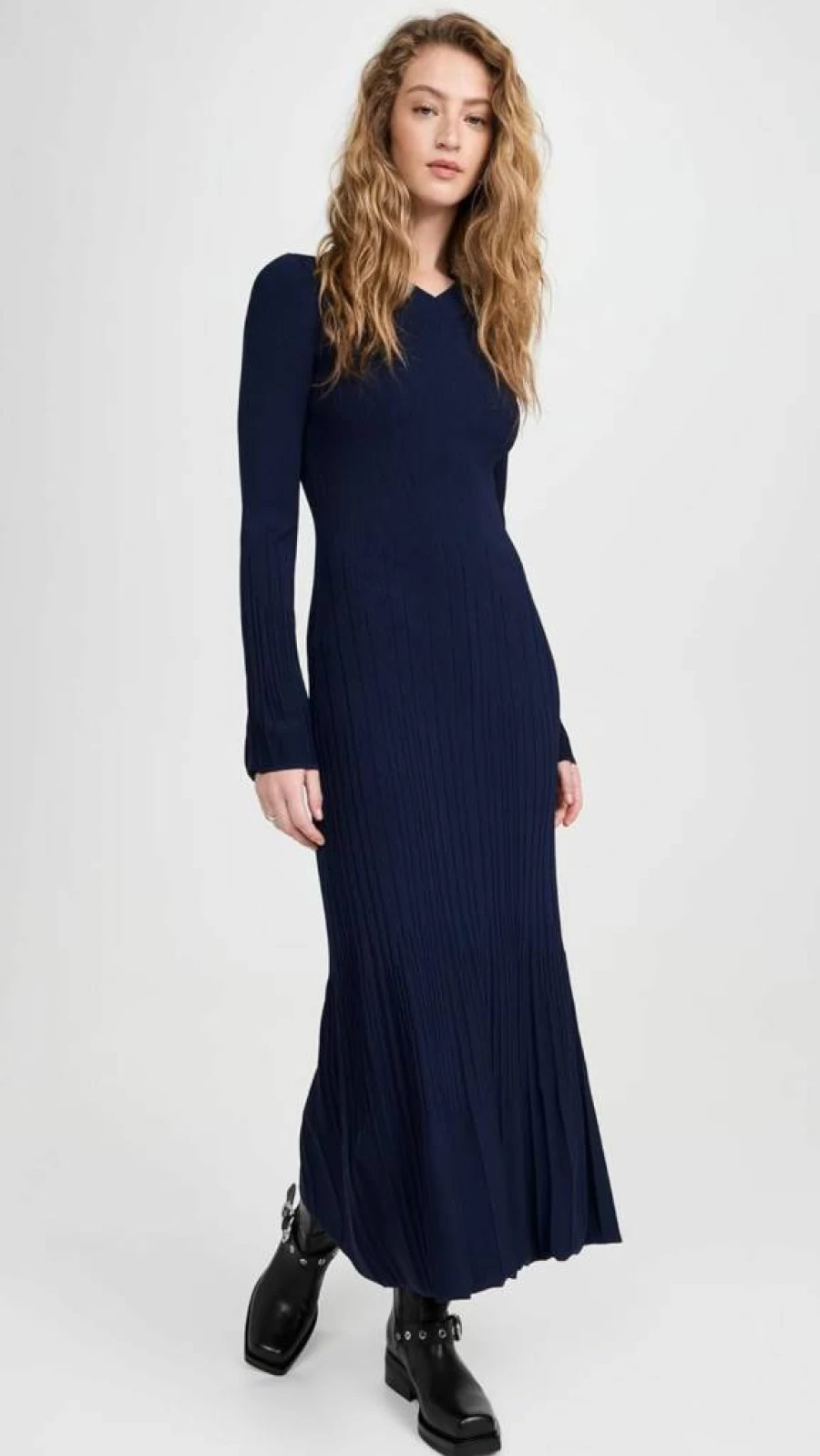Rag & Bone Women's Austen Long Sleeve Casual Dress - Slim Fit Midi Dress with Button Detail