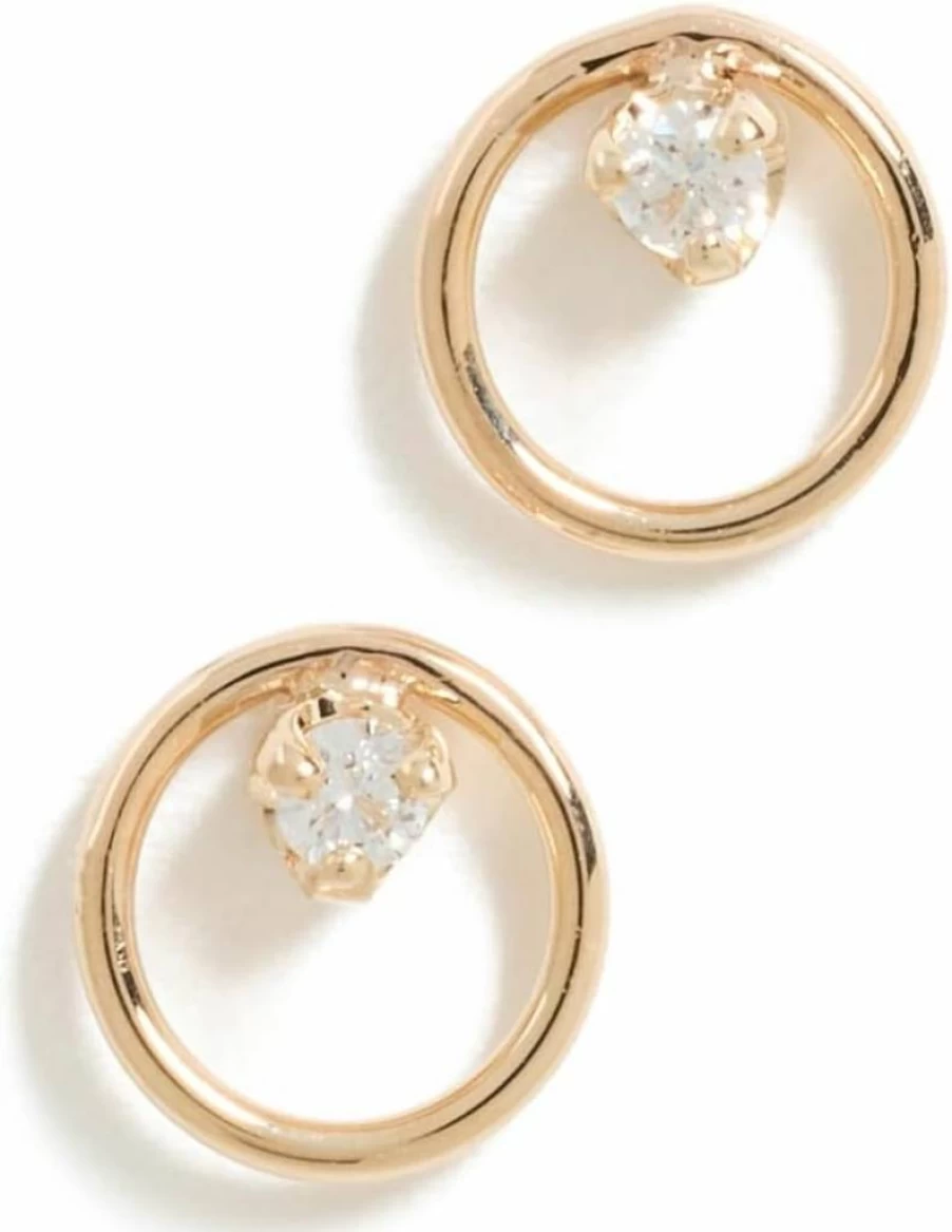 ZOE CHICCO 14K Gold Small Hoop Stud Earrings for Women - Minimalist Circle Earrings in Solid Gold