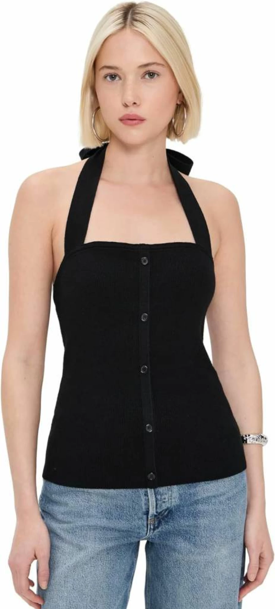 Line & Dot Women's Tanner Halter Neck Sweater Top - Stylish Knit Pullover for Women