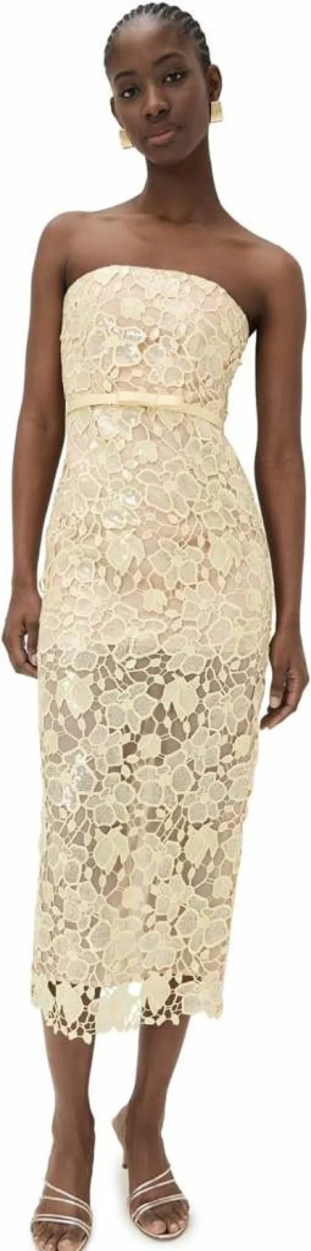 Retrofete Women's Rowena Lace Dress - Elegant Floral Embroidery Cocktail Party Gown