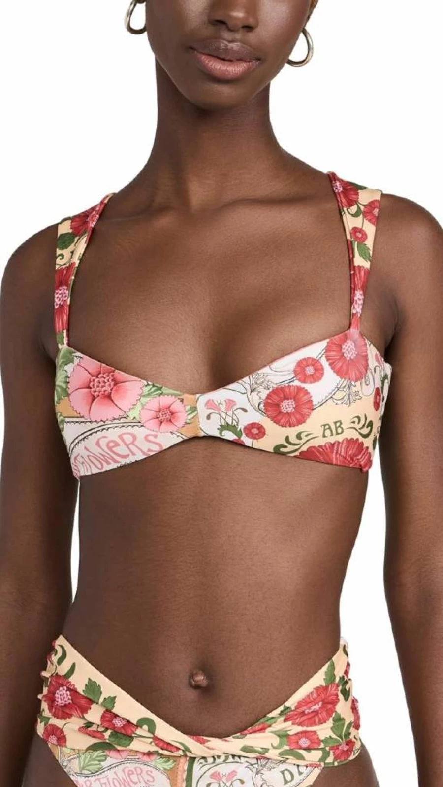 AGUA BENDITA Women's Malory Crop Top - Floral Embroidered Bohemian Blouse for Summer