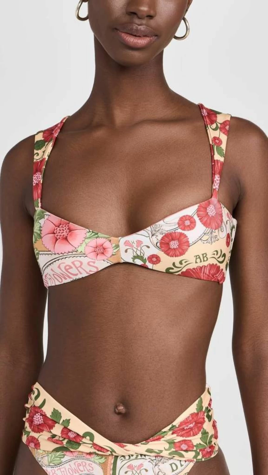 AGUA BENDITA Women's Malory Crop Top - Floral Embroidered Bohemian Blouse for Summer