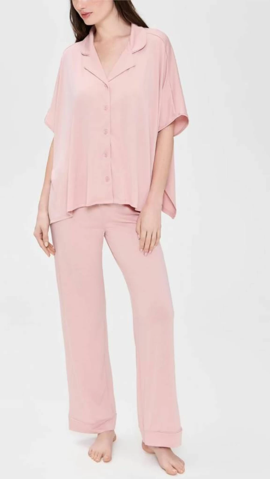 Flora Nikrooz Women's Solid Color Knit Caftan Pajama Set - Comfortable Sleepwear Loungewear