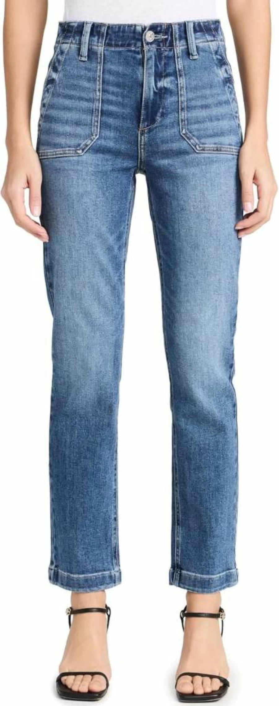 PAIGE Women's Mayslie High-Rise Straight Leg Ankle Jeans - Classic Blue Denim