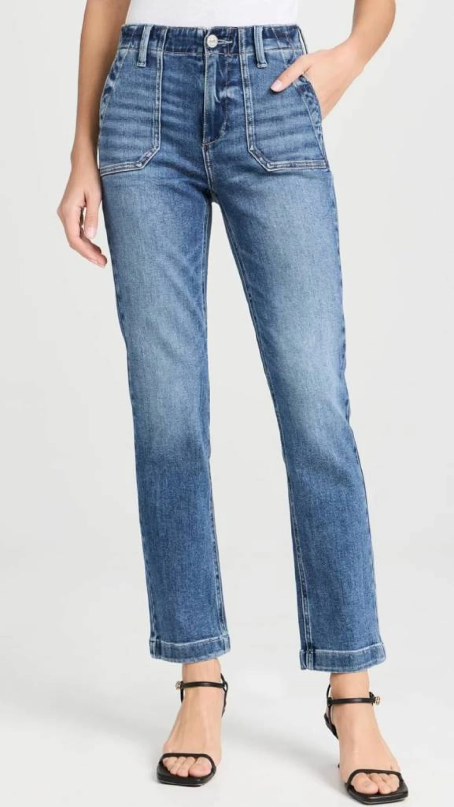 PAIGE Women's Mayslie High-Rise Straight Leg Ankle Jeans - Classic Blue Denim