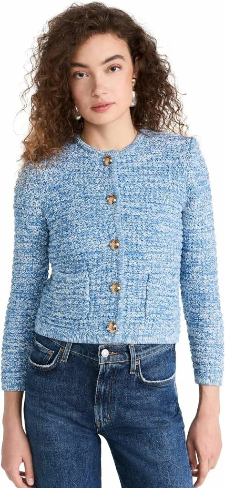 ba&sh Women's Guspa Knit Cardigan - Elegant Casual Open Front Sweater