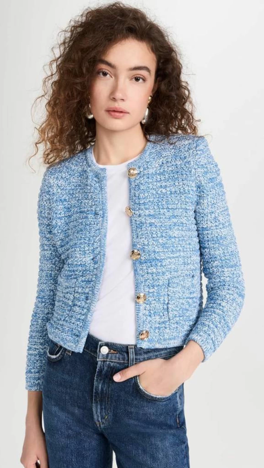 ba&sh Women's Guspa Knit Cardigan - Elegant Casual Open Front Sweater