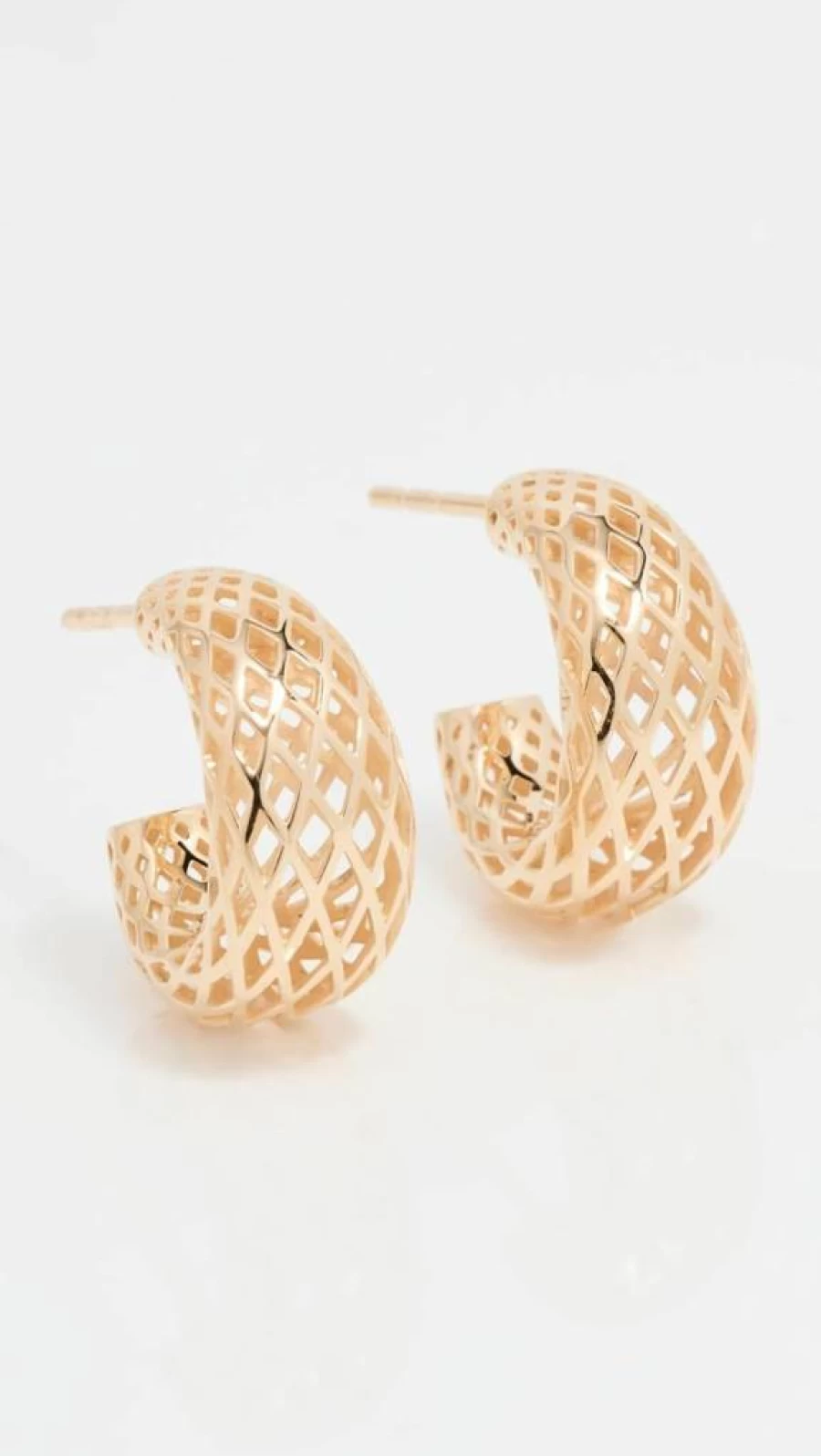 EF Collection 14K Gold Woven Jumbo Dome Huggie Earrings for Women