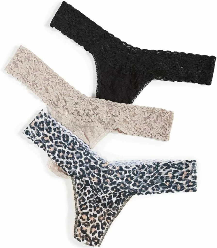 Hanky Panky Women's 3-Pack Low Rise Thong Underwear - Soft Comfortable Lingerie