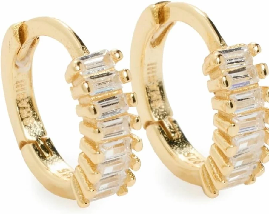 SHASHI Women's Teagan Huggie Hoop Earrings - Gold Plated Minimalist Huggie Earrings for Everyday Wear