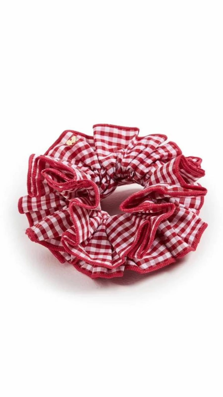Loeffler Randall Women's Felice Layered Hair Scrunchie - Red Gingham Pattern, One Size