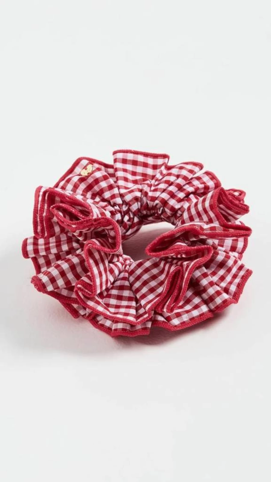 Loeffler Randall Women's Felice Layered Hair Scrunchie - Red Gingham Pattern, One Size