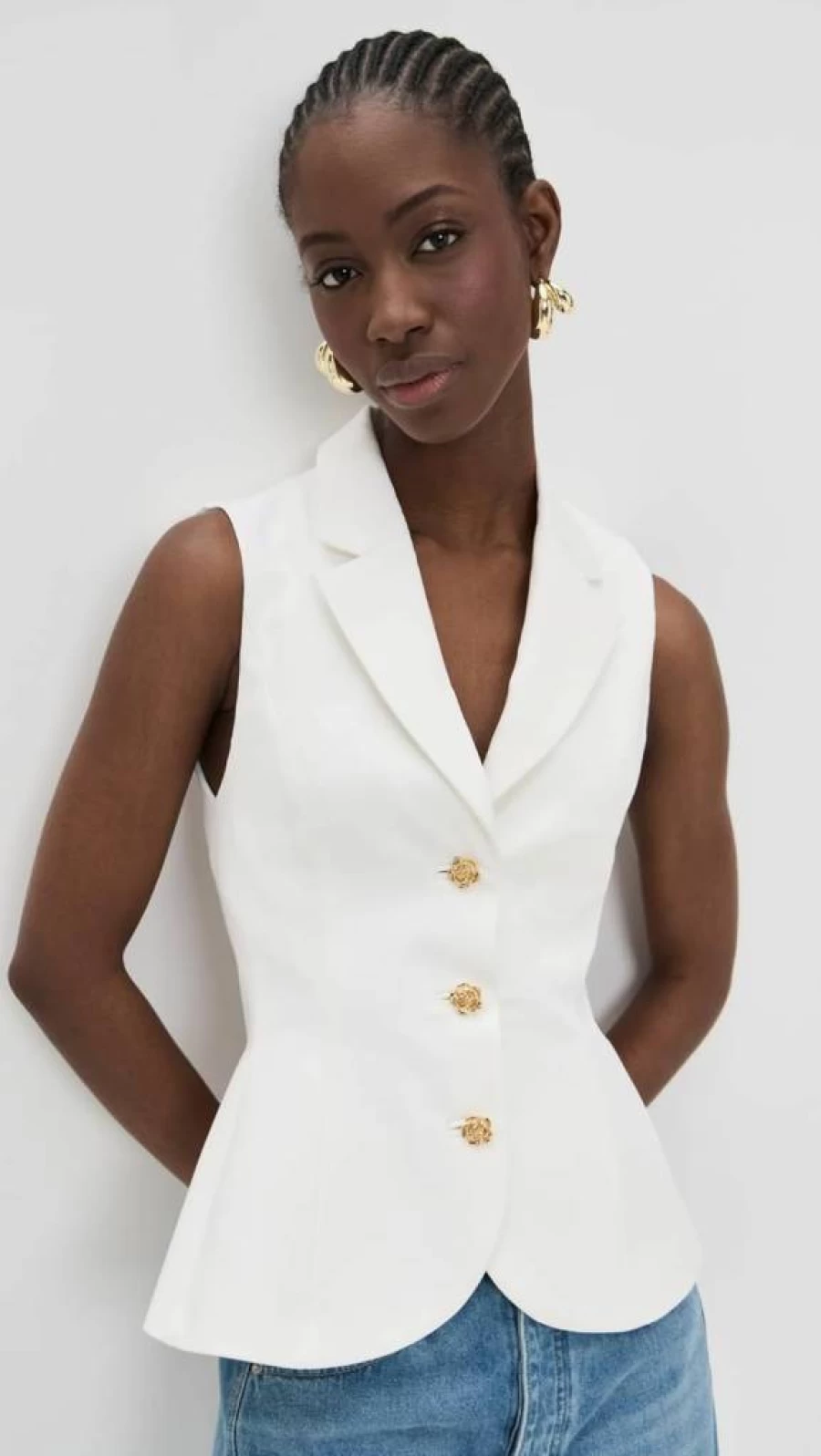 alice + olivia Women's Sammie Tailored Blazer Vest - Slim Fit Stretch Wool Blend Jacket for Women