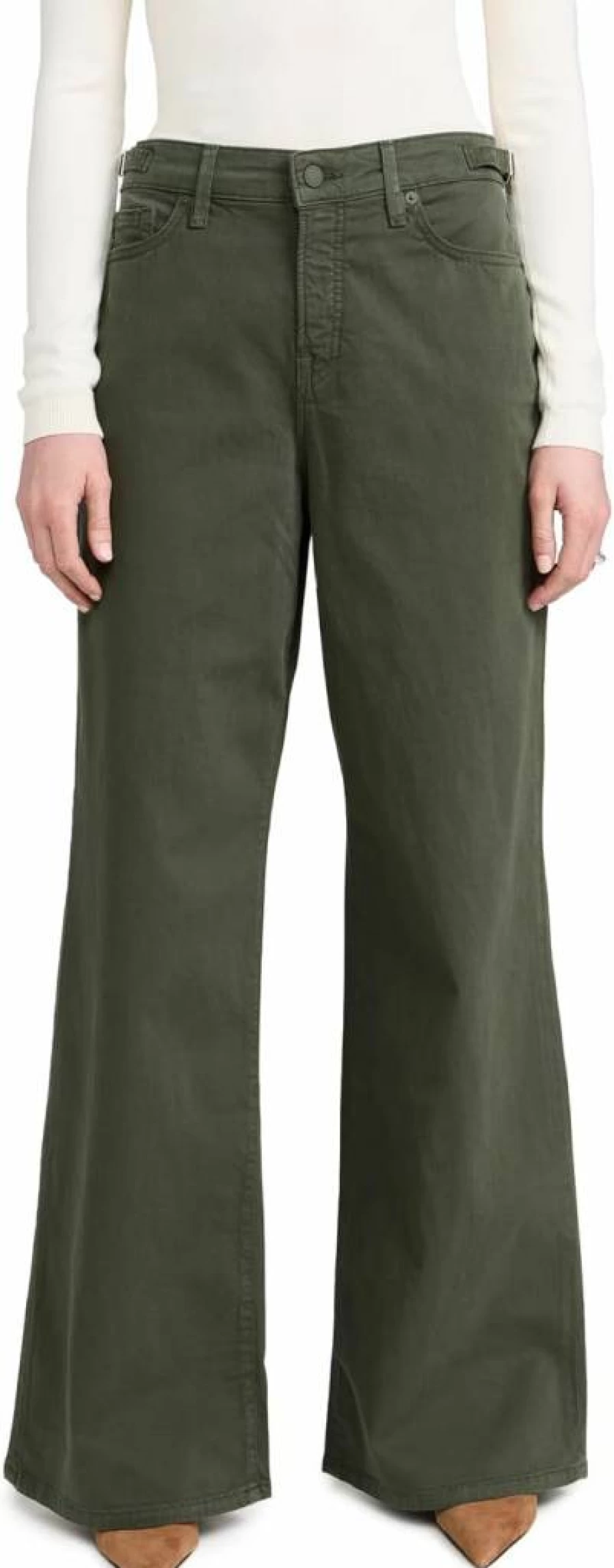 Good American Fatigue001 Twill Trousers with Adjustable Tabs - Comfort Fit Women's Pants