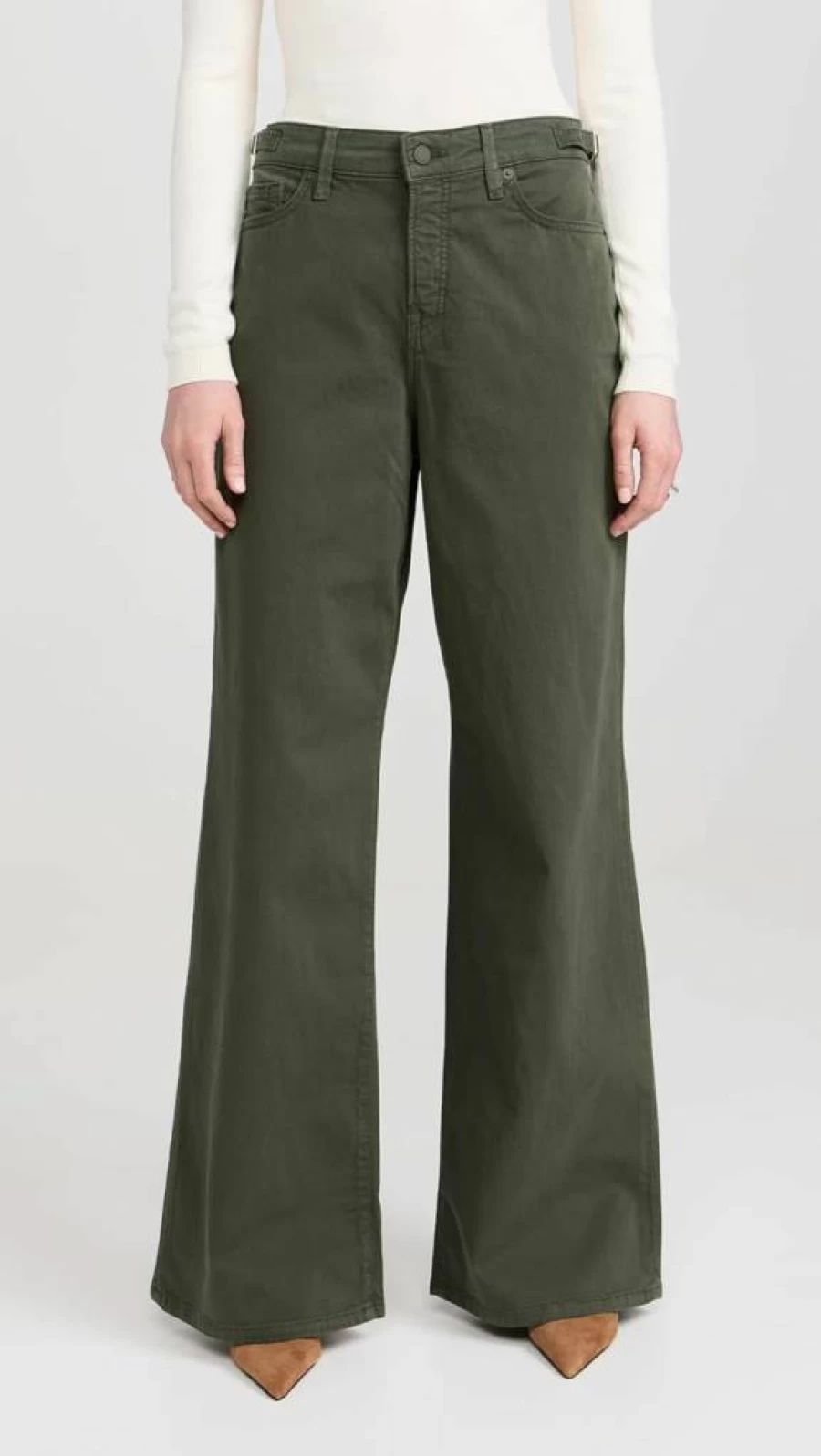 Good American Fatigue001 Twill Trousers with Adjustable Tabs - Comfort Fit Women's Pants