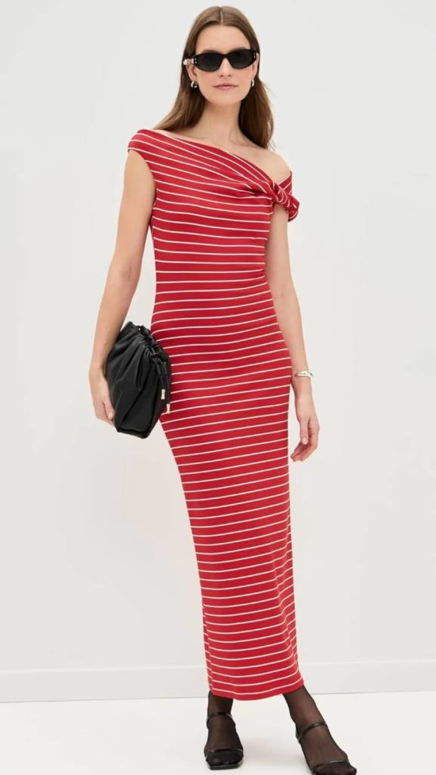 MSGM Women's Striped Asymmetric Hem Long Maxi Dress