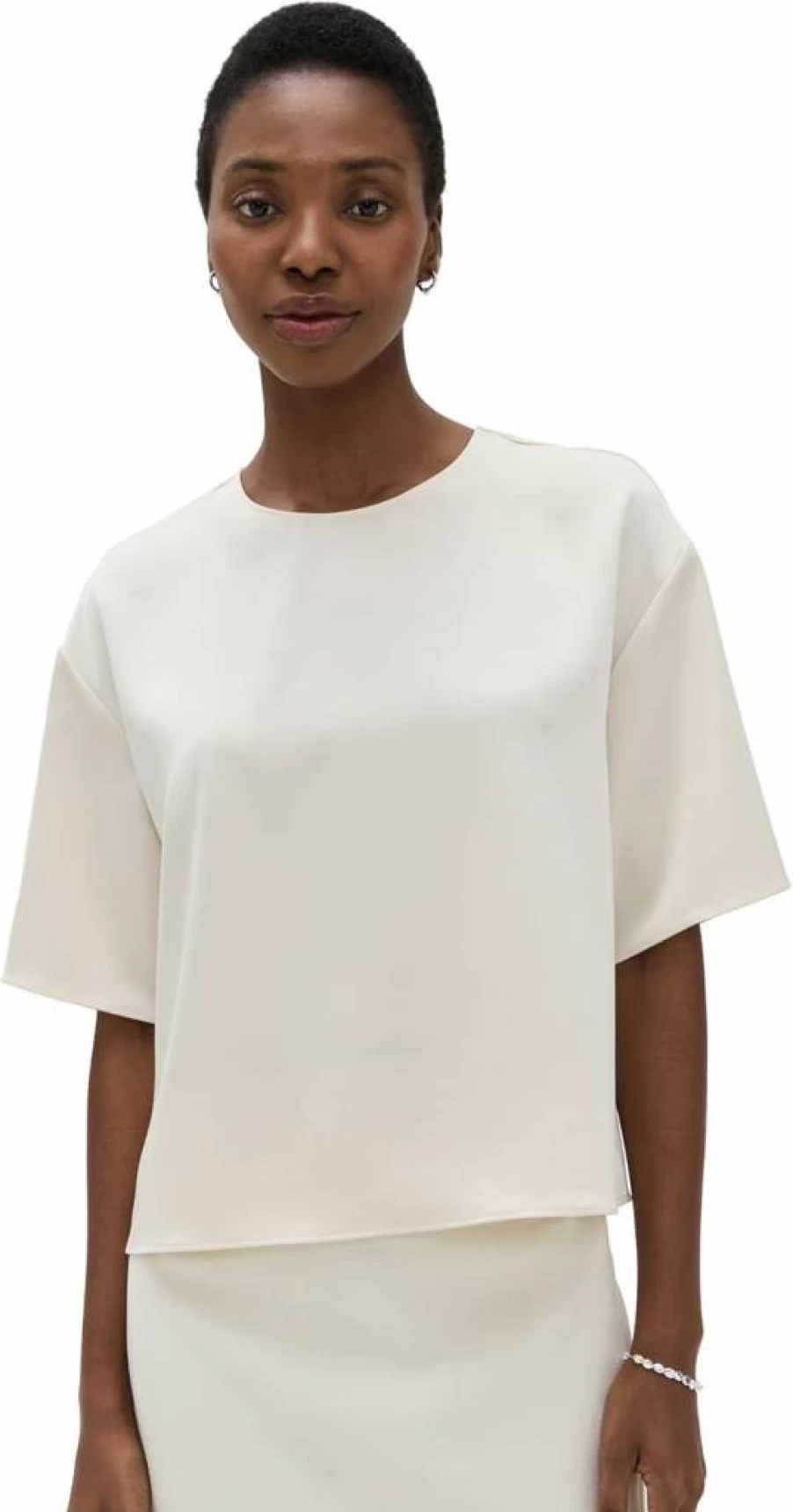 Leset Women's Barb Boxy Tee - Relaxed Fit Cotton Short Sleeve T-Shirt