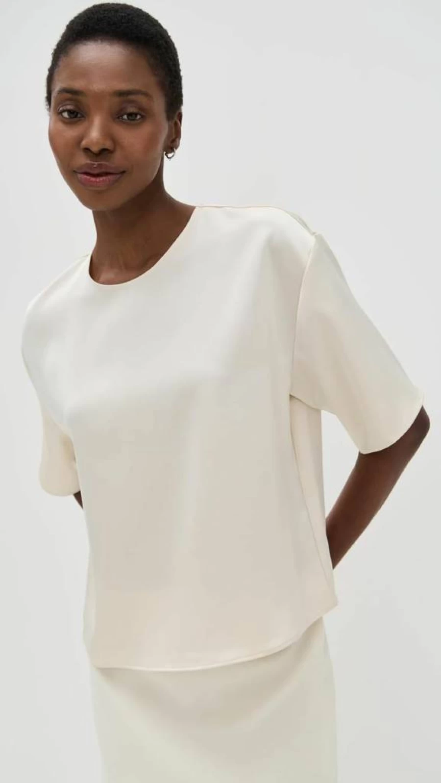 Leset Women's Barb Boxy Tee - Relaxed Fit Cotton Short Sleeve T-Shirt