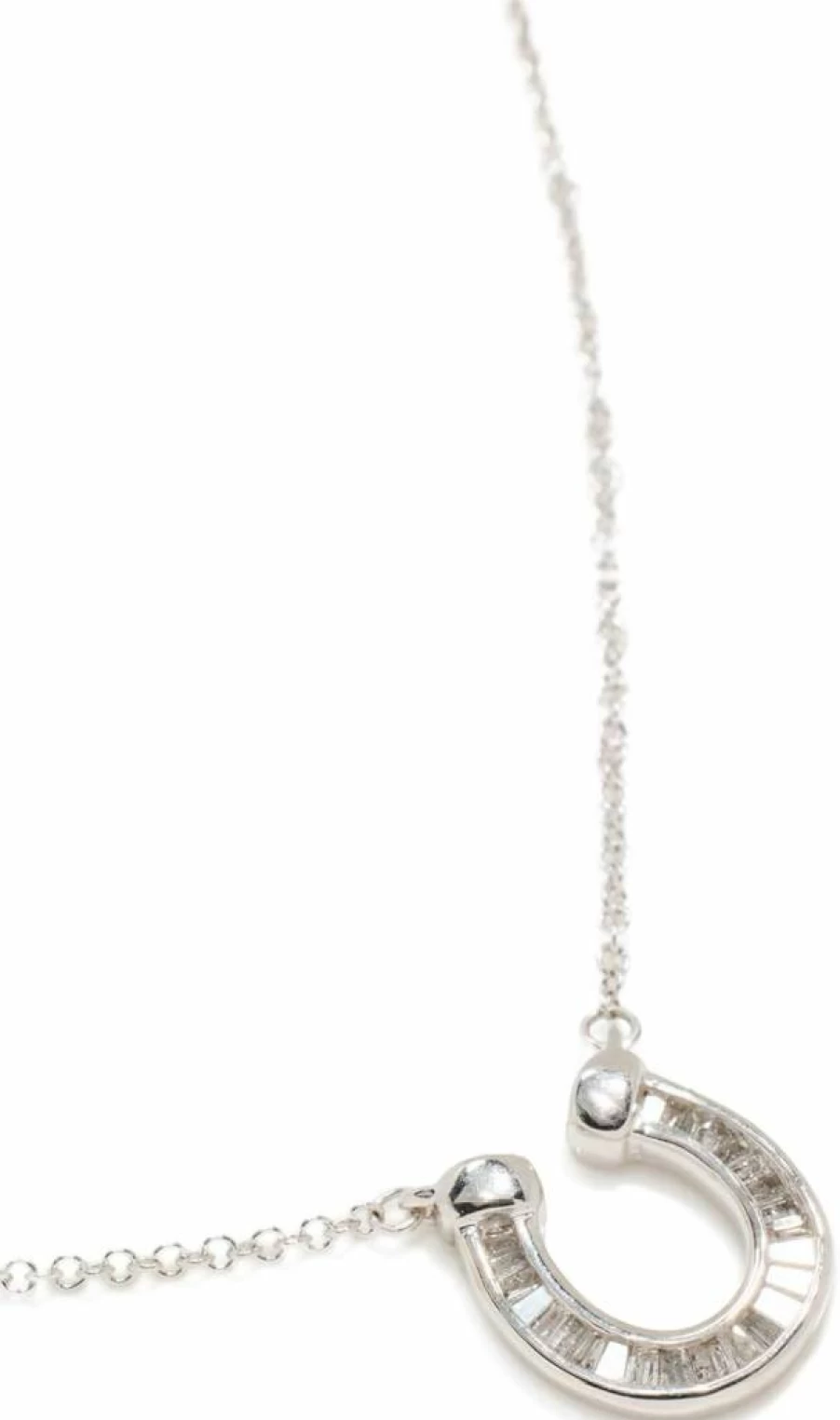 Adina Reyter Women's Baguette Horseshoe Pendant Necklace - Elegant Gold or Silver Charm Necklace for Women
