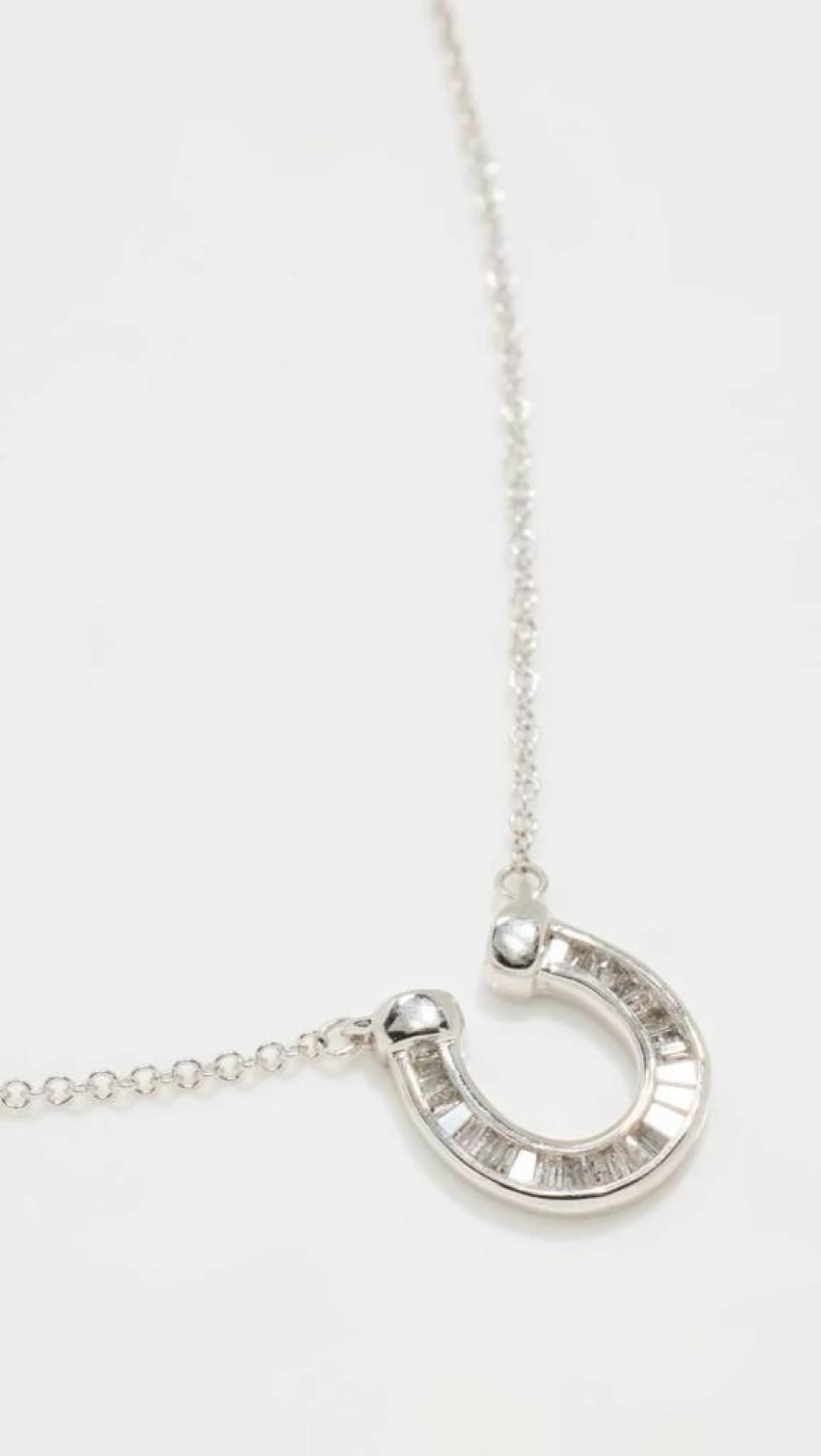 Adina Reyter Women's Baguette Horseshoe Pendant Necklace - Elegant Gold or Silver Charm Necklace for Women