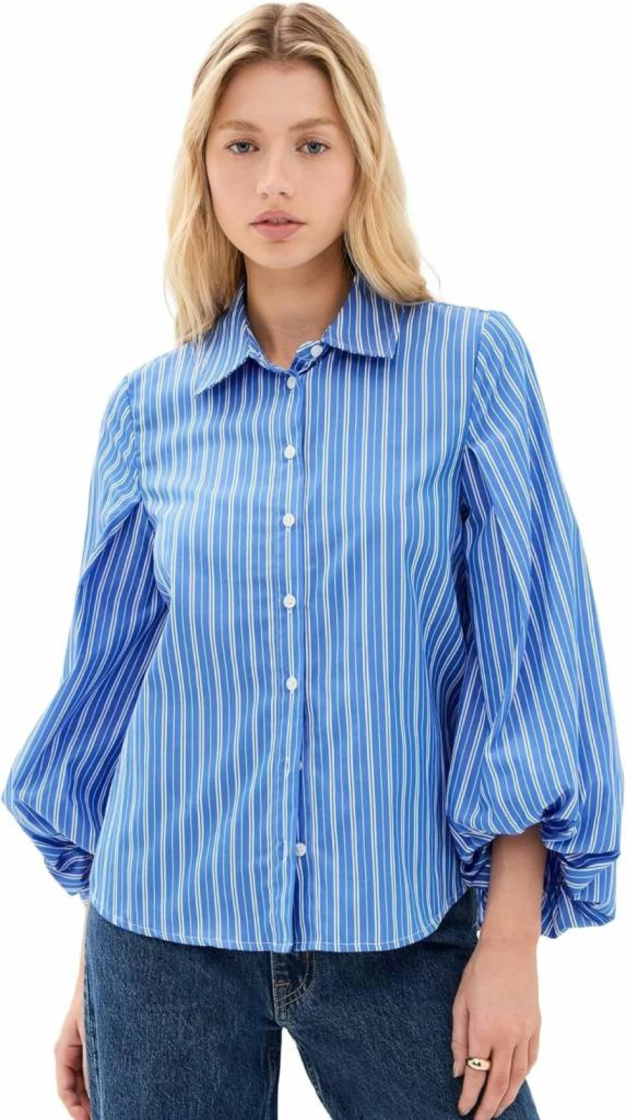 Tanya Taylor Women's Marina Striped Blouse - Classic Navy & White Breton Top