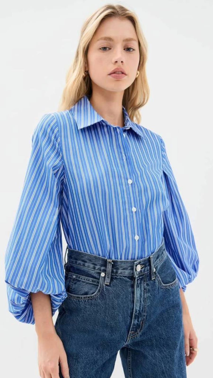 Tanya Taylor Women's Marina Striped Blouse - Classic Navy & White Breton Top