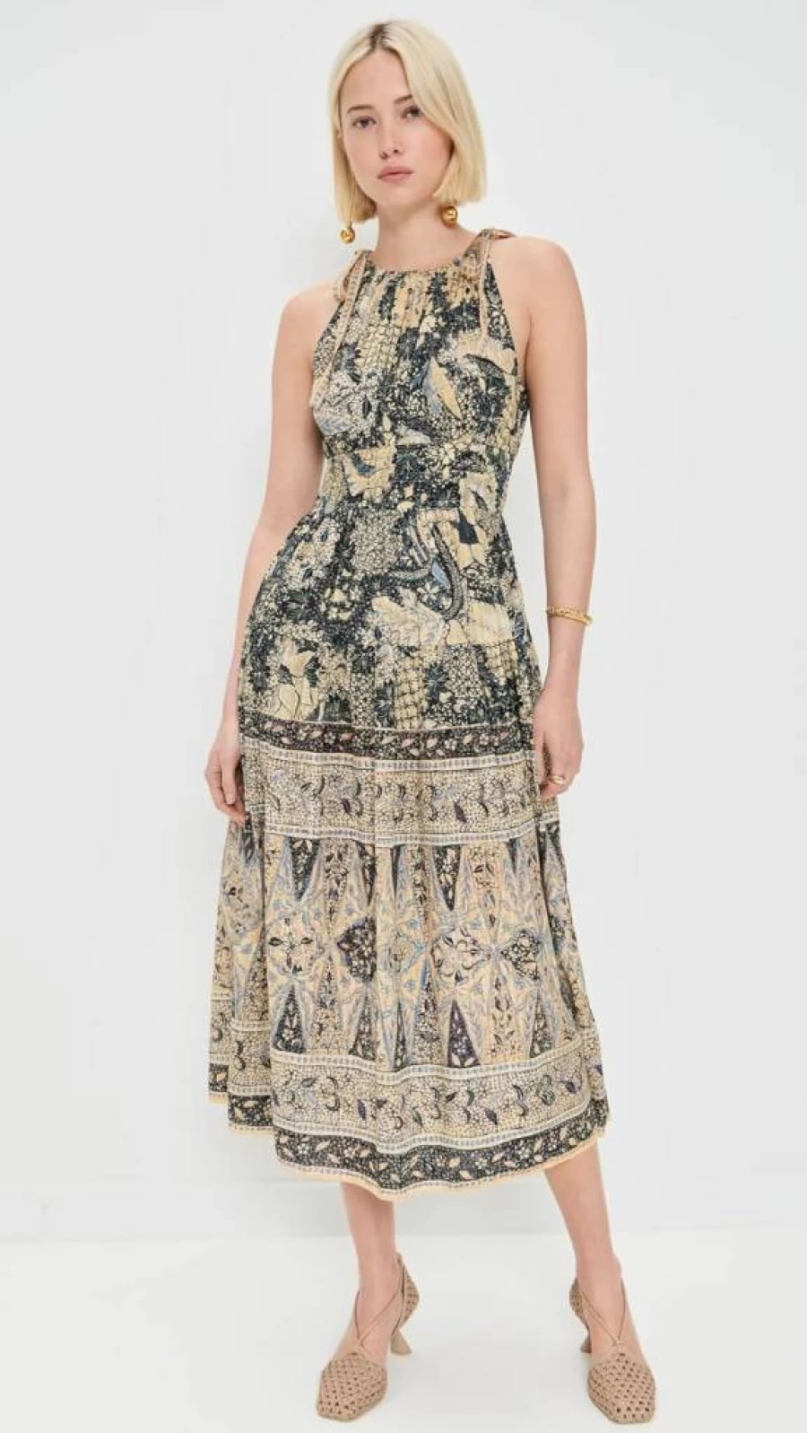 Ulla Johnson Women's Essie Floral Printed Midi Dress with Ruffled Hem