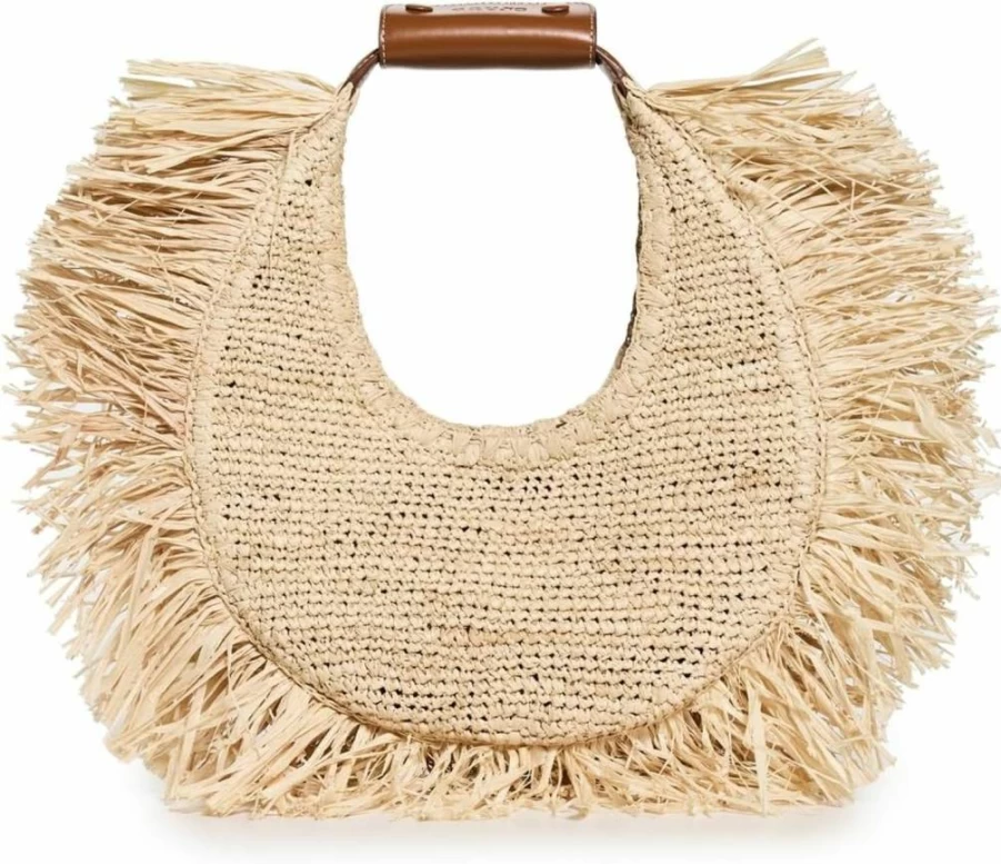 STAUD Moon Raffia Tote Bag for Women - Stylish Woven Handbag