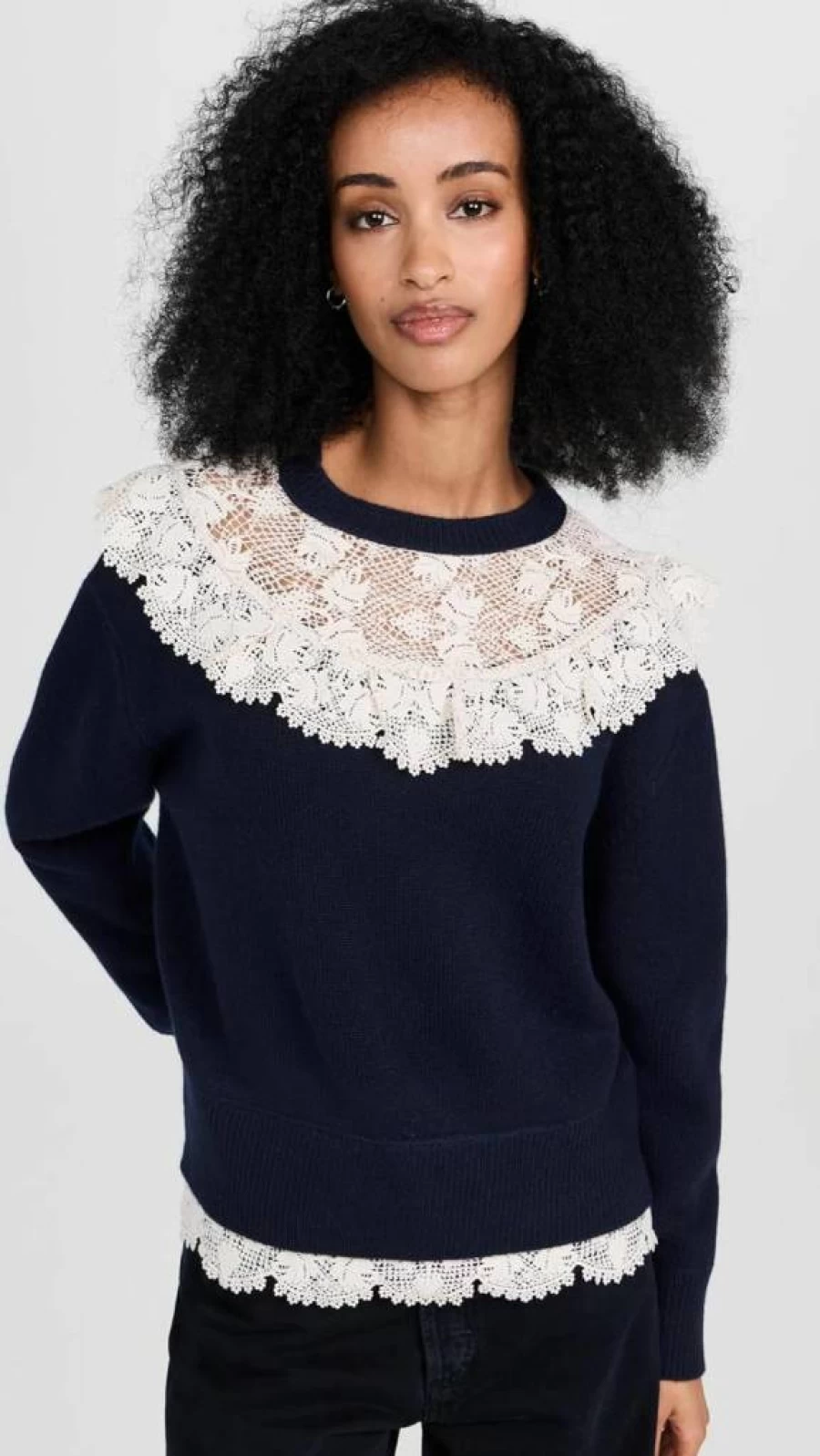 Sea Women's Kristeen Lace Knit Sweater - Elegant Feminine Top