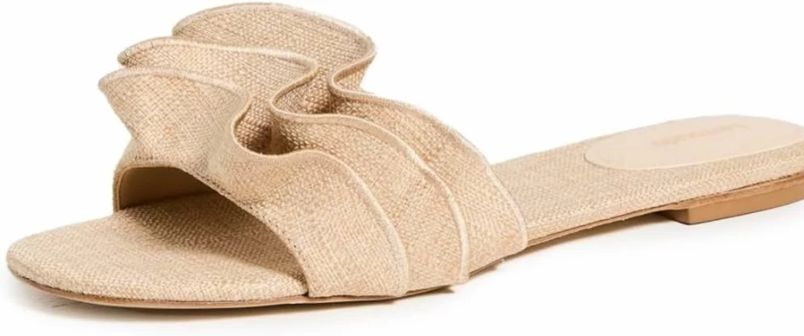 Larroude Women's Ivy Ruffle Sandals – Stylish Summer Slide Sandals for Women