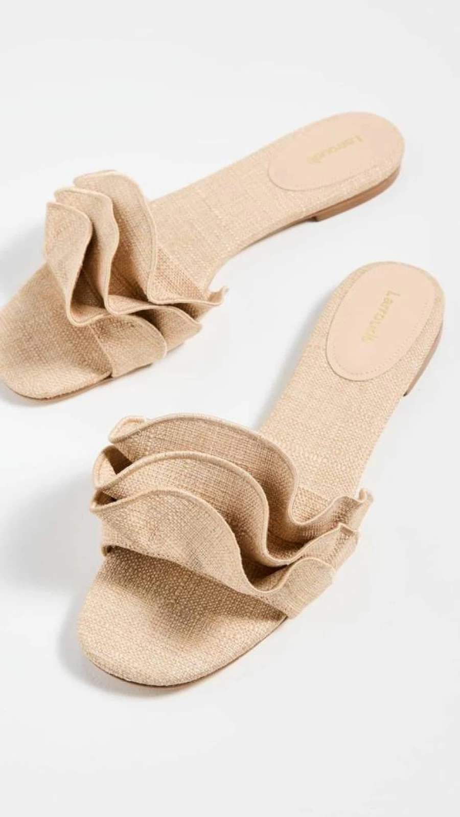 Larroude Women's Ivy Ruffle Sandals – Stylish Summer Slide Sandals for Women