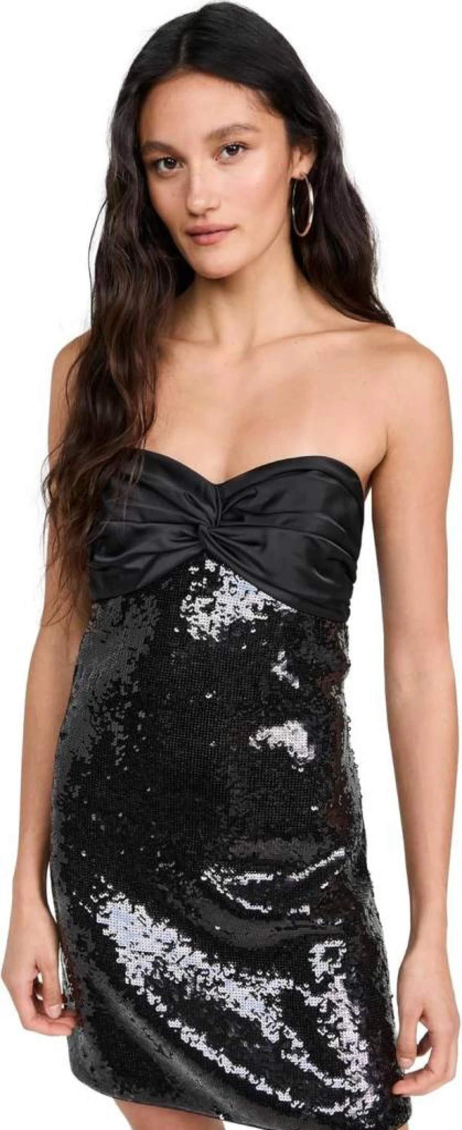 Shoshanna Women's Sequin Jet Black Dolly Party Dress for Evening and Special Occasions
