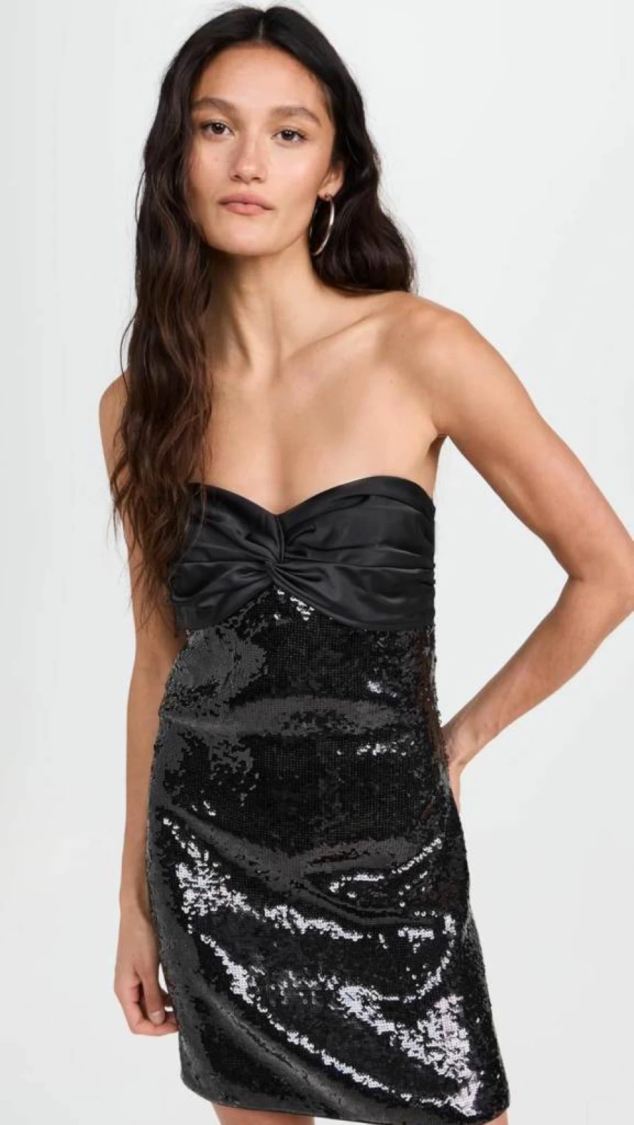 Shoshanna Women's Sequin Jet Black Dolly Party Dress for Evening and Special Occasions