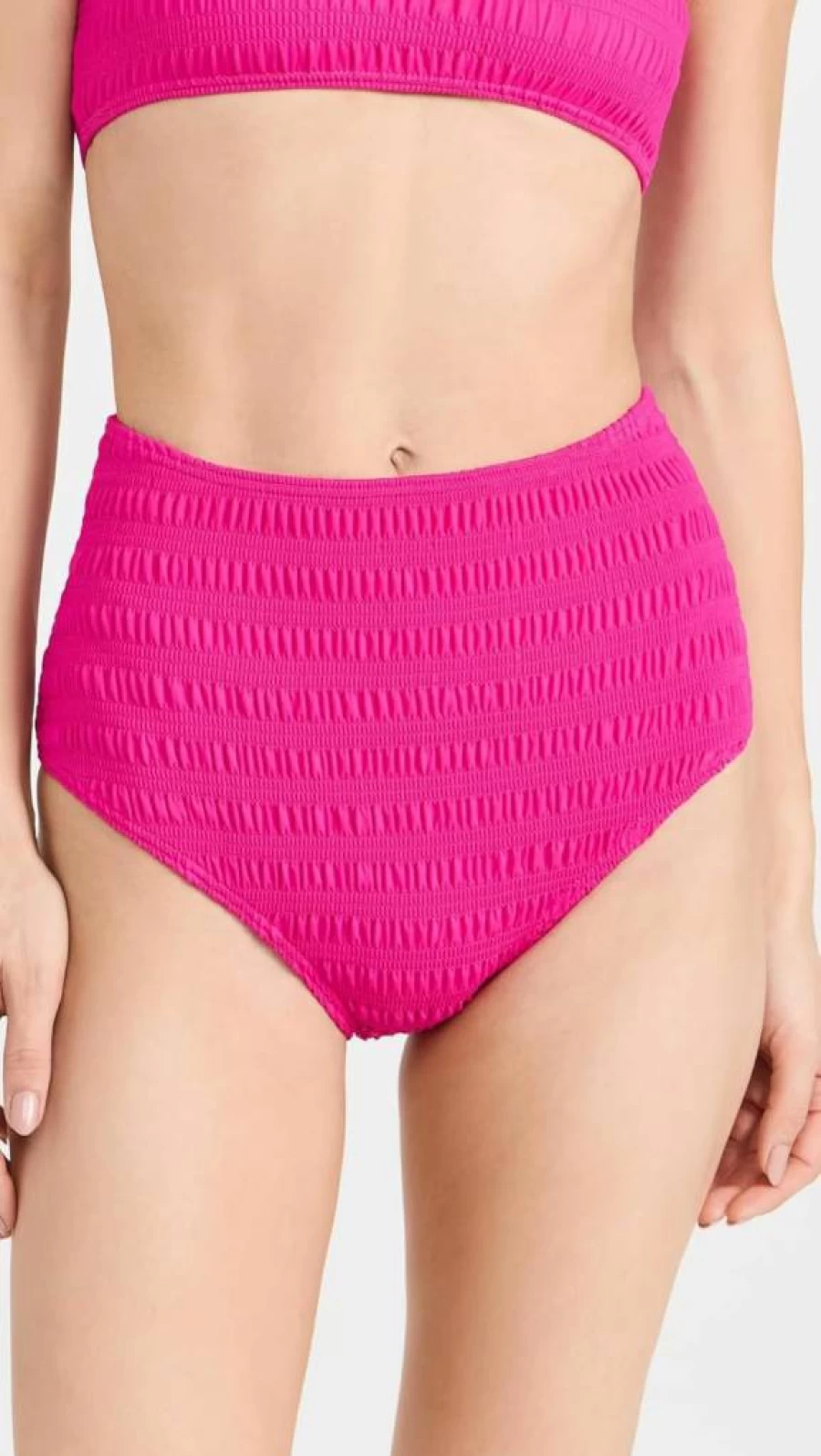 Sea Women's Smocked High-Waisted Bikini Bottoms - Retro Swimwear Bottom