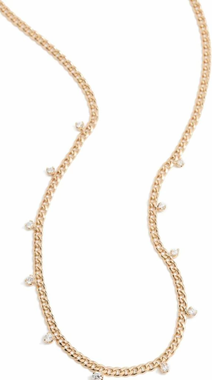 ZOE CHICCO 14K Yellow Gold Graduated Diamond Curb Chain Necklace for Women