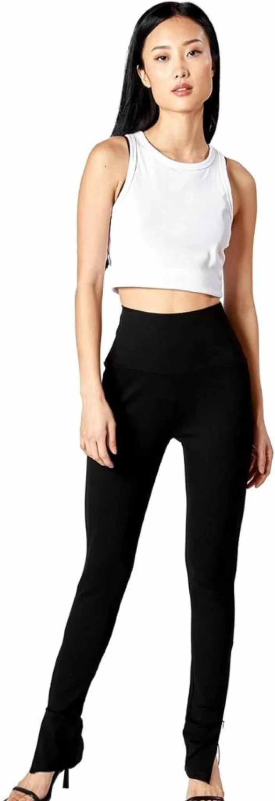 Plush Women's High-Waist Slim Fit Pants with Zipper Details - Stretchy Tummy Control Yoga Pants for Comfort & Style