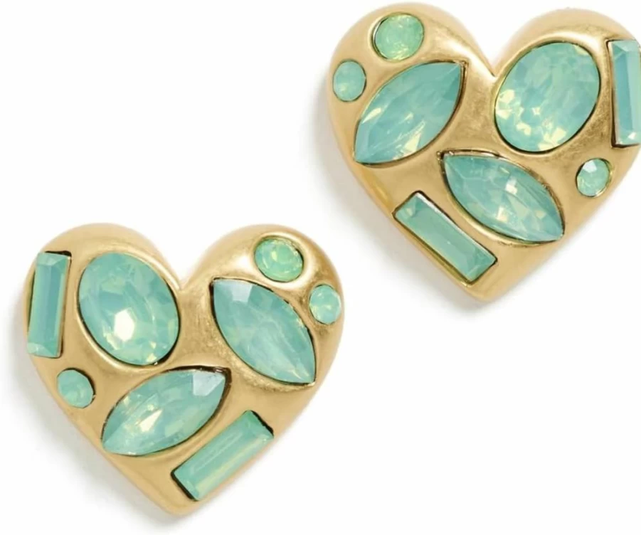 Lele Sadoughi Women's Crystal-Embellished Heart Stud Earrings with Button Back