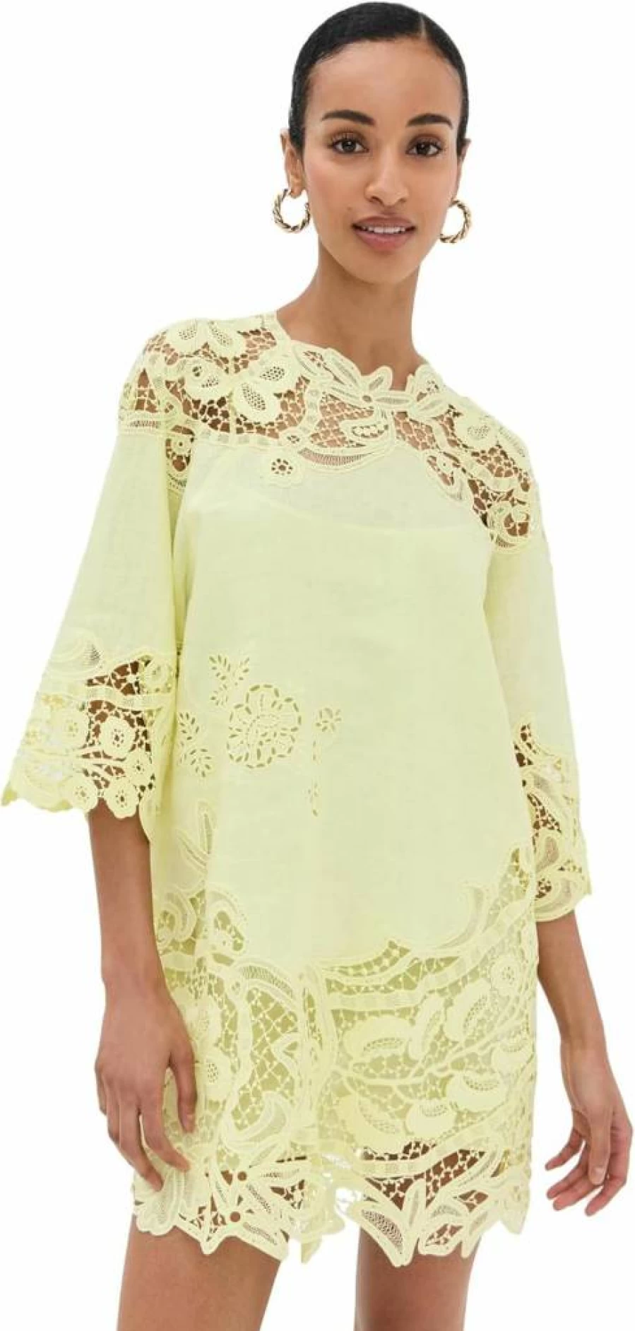 Ulla Johnson Brinna Top for Women - Floral Embroidered Blouse with V-Neck and Puff Sleeves