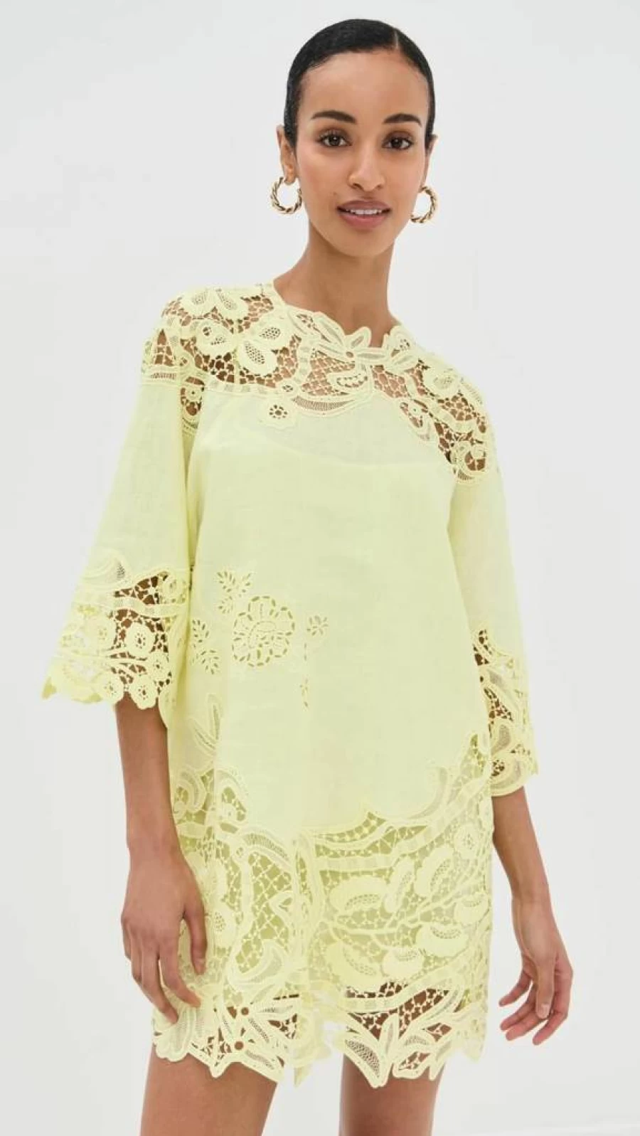 Ulla Johnson Brinna Top for Women - Floral Embroidered Blouse with V-Neck and Puff Sleeves